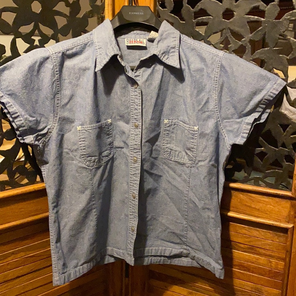 Vintage Bill Blass Jeans Denim Button Up Blouse